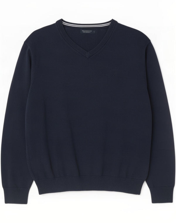 Męski sweter Nautica z dekoltem w kształcie litery V, XL, granatowy, bawełniany