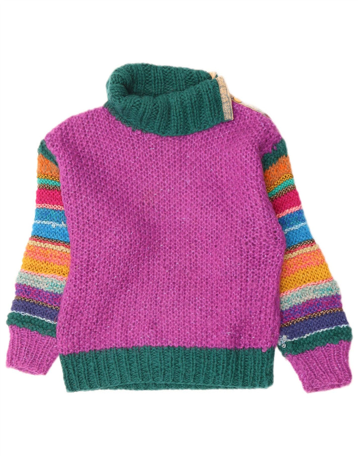 Sweter damski w stylu vintage z wywijanym dekoltem UK 12 w kolorze średniego różu