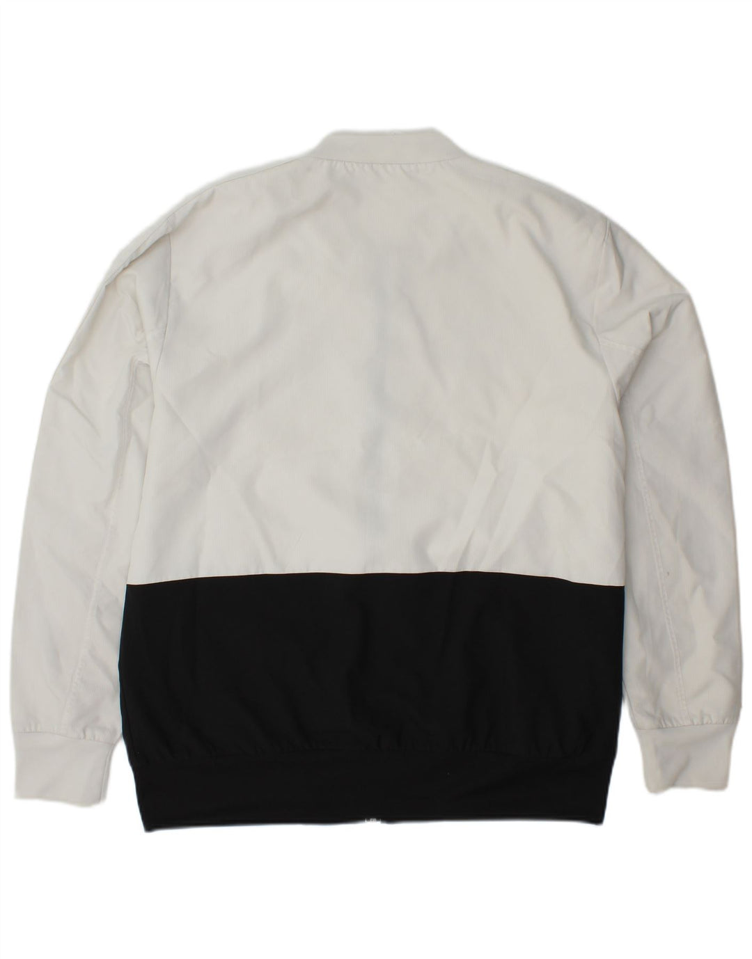 Męska kurtka dresowa ADIDAS z grafiką, duża, biała, poliestrowa z blokami kolorów