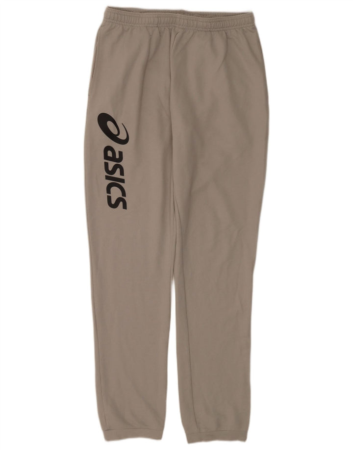 Męskie spodnie dresowe Asics z grafiką, duże, szare, poliestrowe