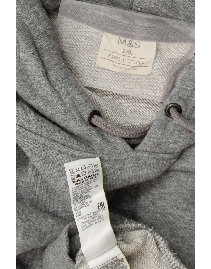 Marks & Spencer Męski sweter z kapturem 2XL, szary, bawełniany
