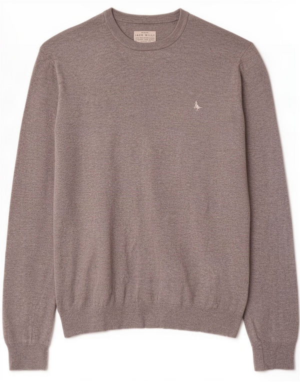 Jack Wills Męski sweter z dekoltem w łódkę, duży, szary, bawełniany
