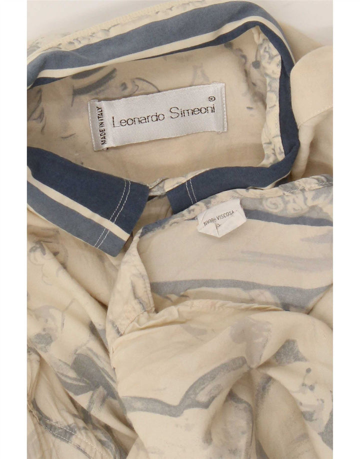 Koszula męska w stylu vintage w abstrakcyjny wzór, wiskoza w średnim beżowym kolorze