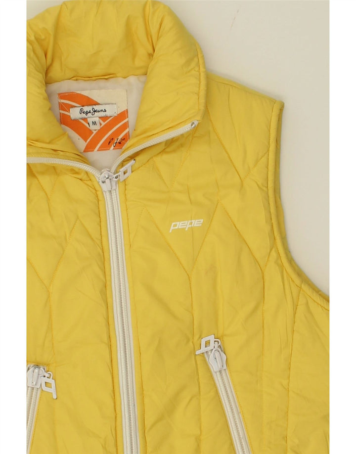 PEPE JEANS Womens Padded Gilet UK 12 Medium Yellow Vintage PEPE Jeans and Second-Hand PEPE Jeans from Messina Hembry 