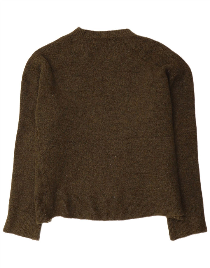 Damski sweter oversize z okrągłym dekoltem Zara UK 14, średni khaki, wiskoza