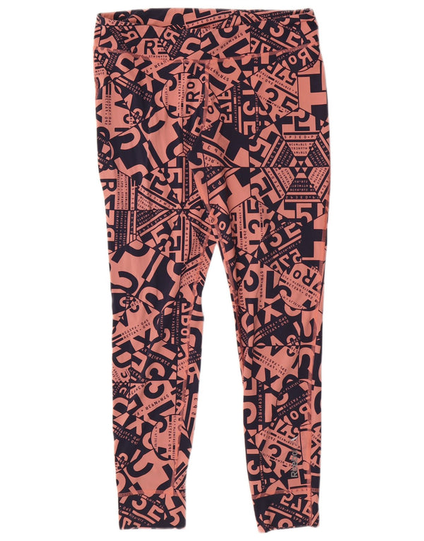 Damskie legginsy REEBOK Graphic UK 16/18, duże, różowe, geometryczne