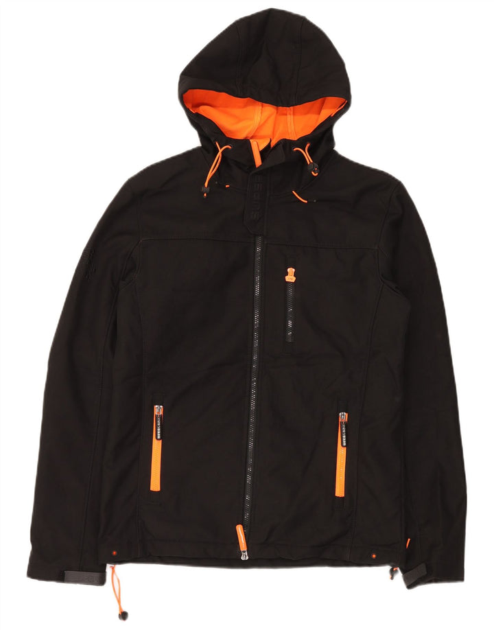 SUPERDRY Męska kurtka wiatrówka z kapturem The Windtrekker UK 38, średnia czarna