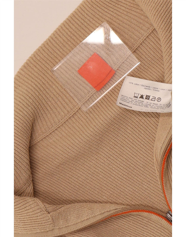 Męski sweter kardigan HUGO BOSS, duży, beżowy, bawełniany