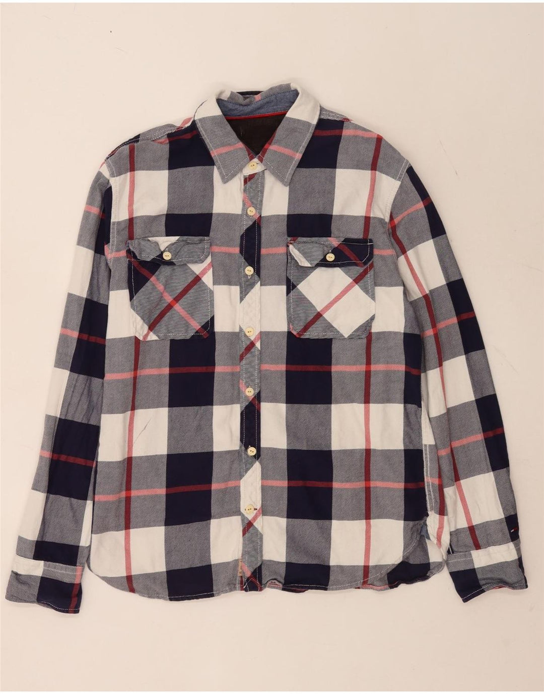 Męska koszula flanelowa Tommy Hilfiger XL w niebieską kratkę, bawełniana