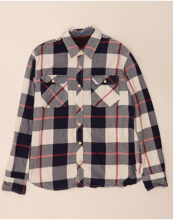 Męska koszula flanelowa Tommy Hilfiger XL w niebieską kratkę, bawełniana