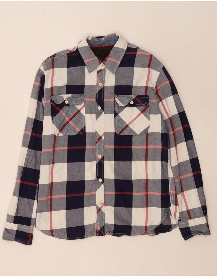 Męska koszula flanelowa Tommy Hilfiger XL w niebieską kratkę, bawełniana