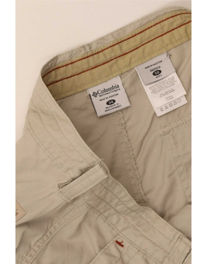 Męskie spodenki cargo Columbia W34, duże, beżowe, bawełniane