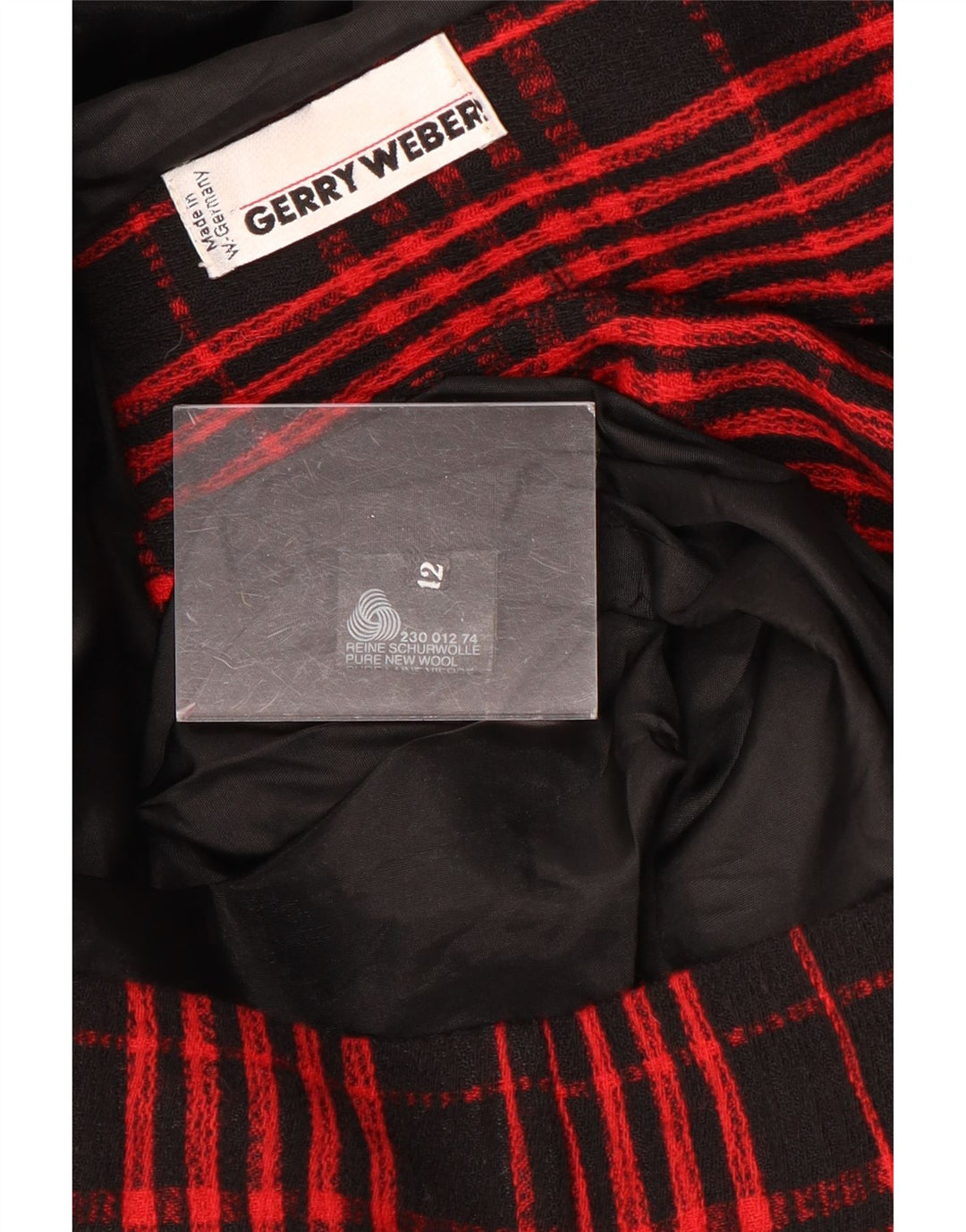Damska marynarka Gerry Weber zapinana na 7 guzików UK 12, wełniana w średnią czerwoną kratkę