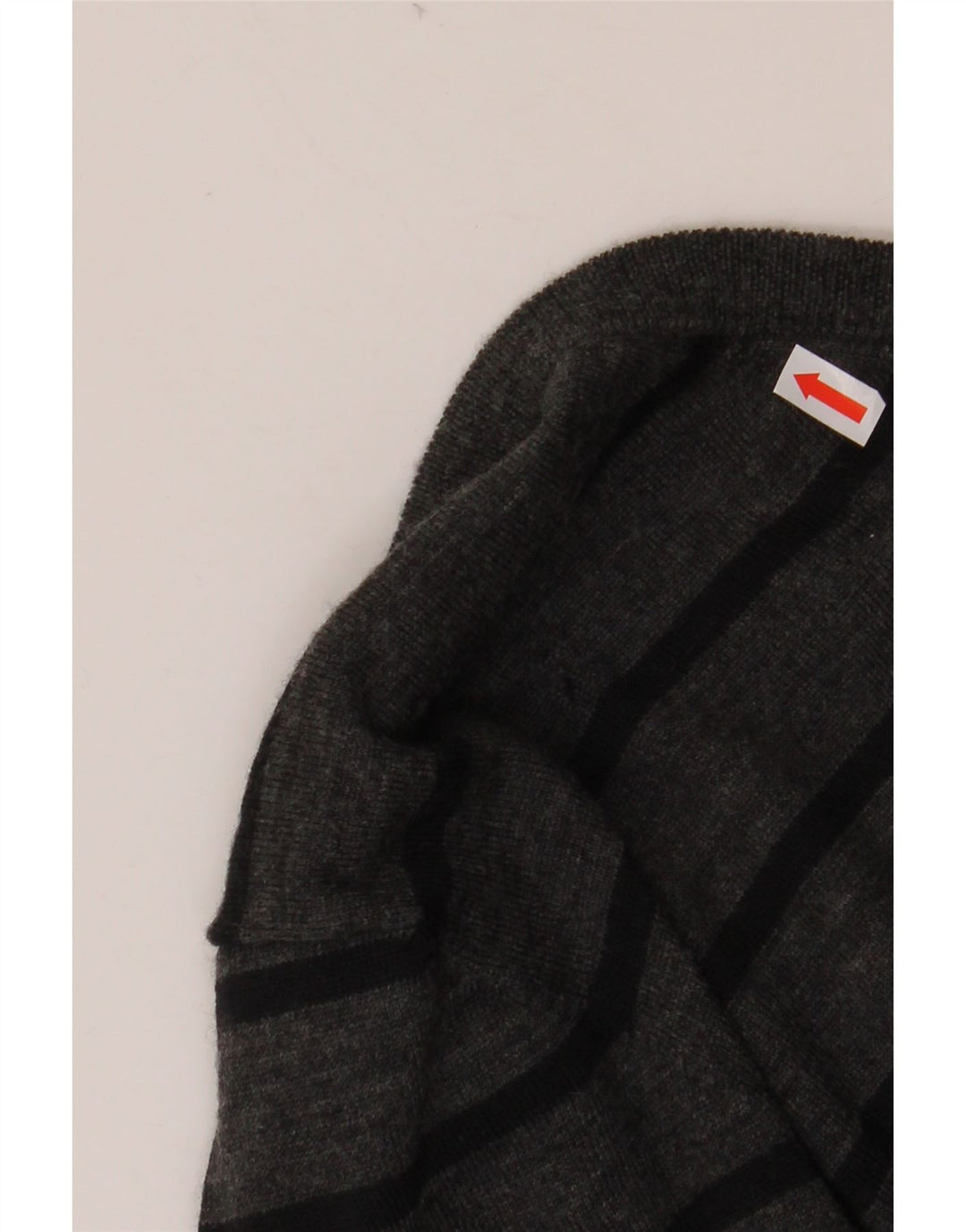 Damski sweter GEOX z dekoltem w kształcie litery V, UK 16, duże, szare paski, wełna merynosów