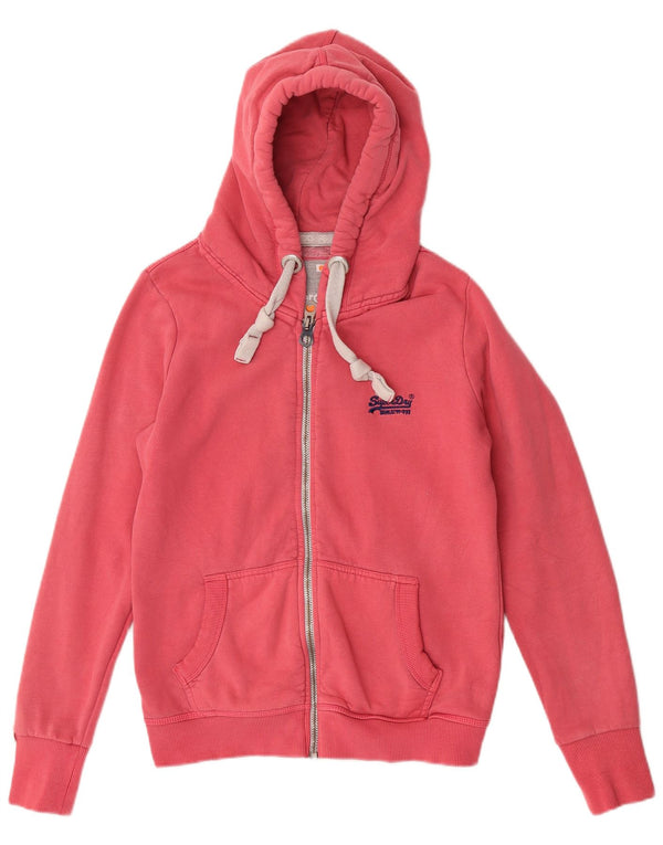 Damski sweter z kapturem i zamkiem Superdry UK 16, duży, różowy, bawełniany
