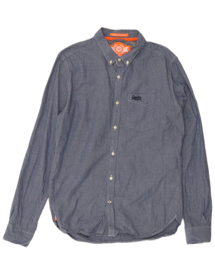 SUPERDRY Koszula męska, duża, niebieska, bawełniana