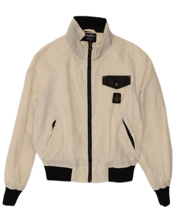 Damska kurtka bomberka oversize Refrigiwear UK 10, mała, biała, z blokami kolorów