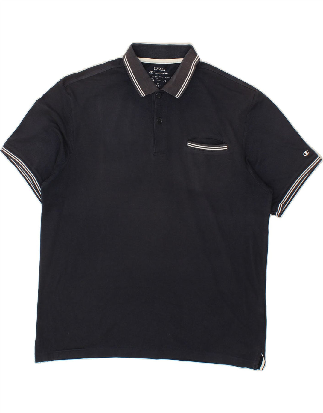 CHAMPION Mens Polo Shirt XL Navy Blue Cotton Vintage Champion and Second-Hand Champion from Messina Hembry 