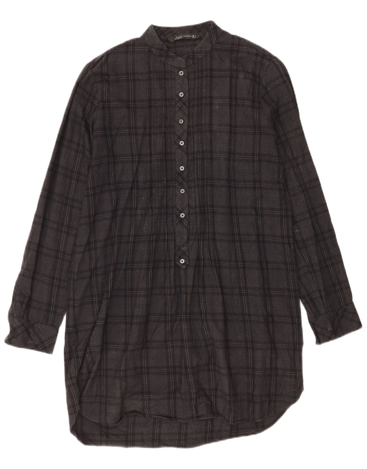 Damska sukienka typu shift Zara z długim rękawem UK 14, średnia szara krata