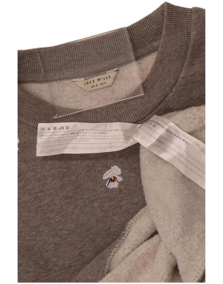 Damski sweter oversize JACK WILLS UK 8, mały, szary w kwiaty