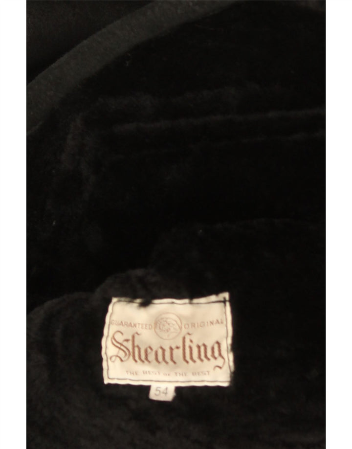 Vintage męska kurtka Shearling IT 54 2XL Czarny Shearling