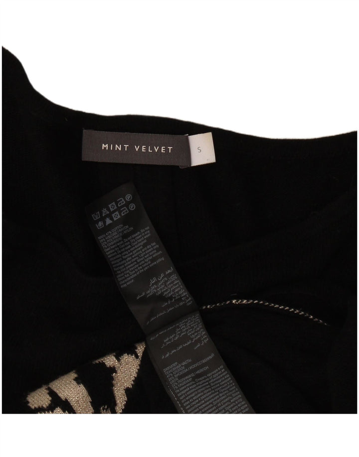 MINT VELVET Damski sweter z abstrakcyjnym wzorem i dekoltem w łódkę UK 10 Small Bl
