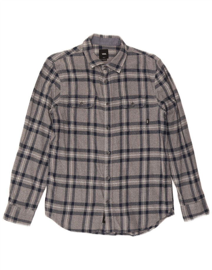 Męska koszula flanelowa Vans o klasycznym kroju, mała, szara, bawełniana krata