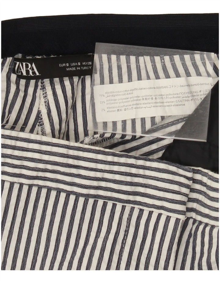 Spodnie damskie ZARA Slim Chino, małe W26 L27, bawełniane, w białe paski