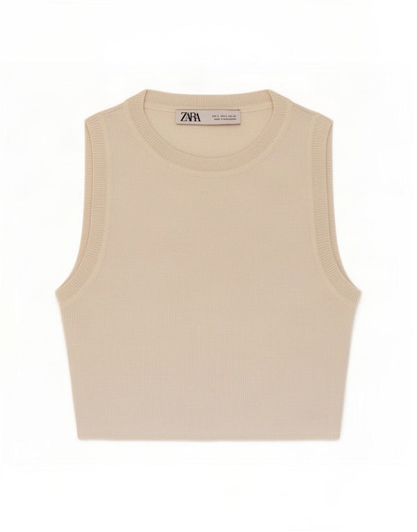 Damski krótki top Zara UK 8 Small, biała wiskoza