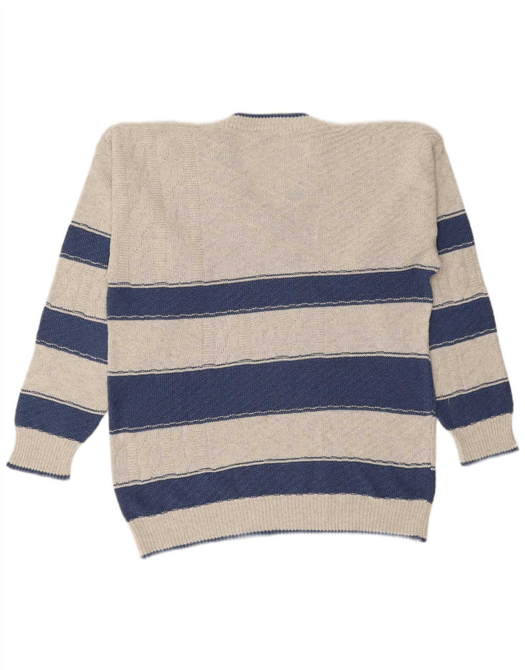 Męski sweter VINTAGE z dekoltem w kształcie litery V, duże, szare paski