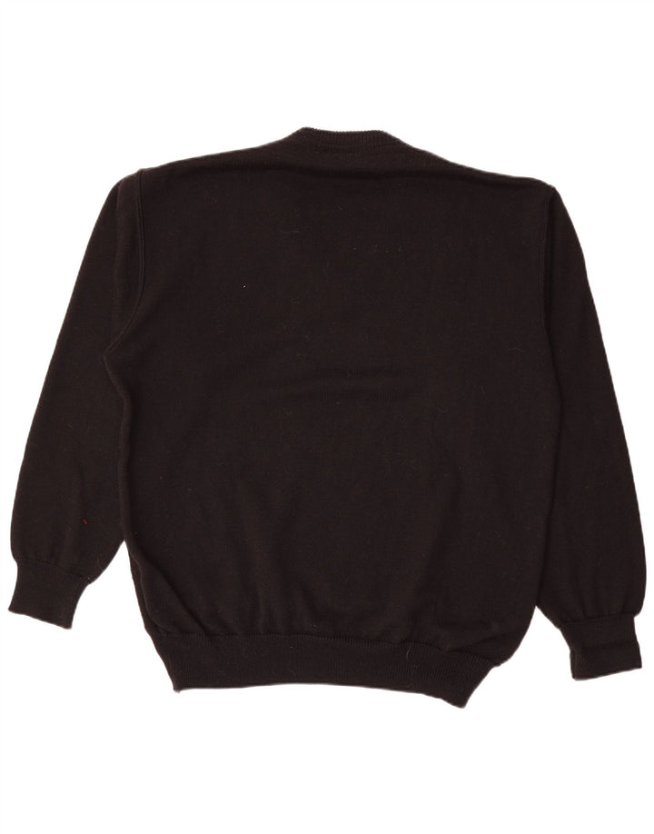 WESTBURY Męski sweter z dekoltem w kształcie litery V, XL, czarna, geometryczna wełna