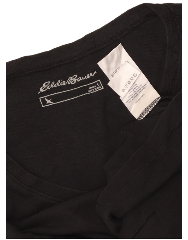 EDDIE BAUER Damski top z długim rękawem UK 16, duży, czarny, bawełniany