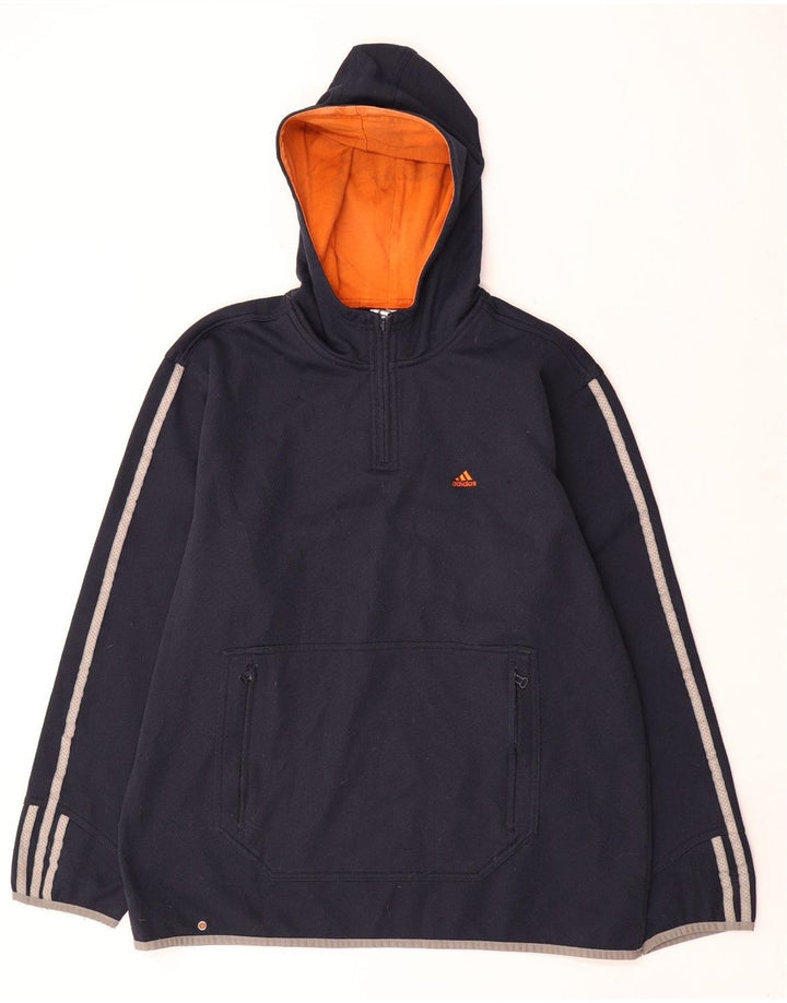 Męska bluza z kapturem i zamkiem błyskawicznym Adidas, średni granatowy poliester