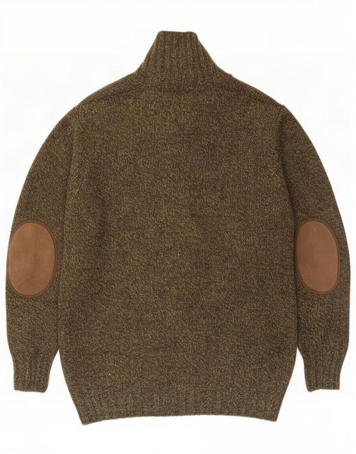 Męski sweter kardigan Massimo Dutti, średni khaki, wełniany blok kolorów