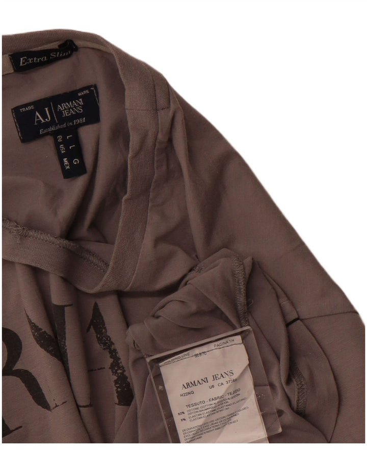 Męska koszulka Armani Jeans Extra Slim z grafiką, duża, szara bawełna