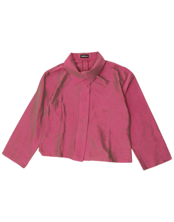 Damska bluzka w stylu vintage z krótkim rękawem 3/4 UK 18 XL Fioletowy jedwab