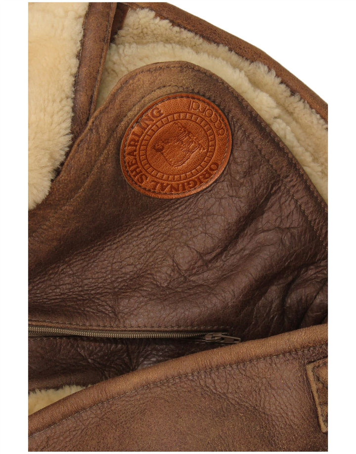 Vintage męska kurtka Shearling UK 42 XL Brązowa kurtka Shearling