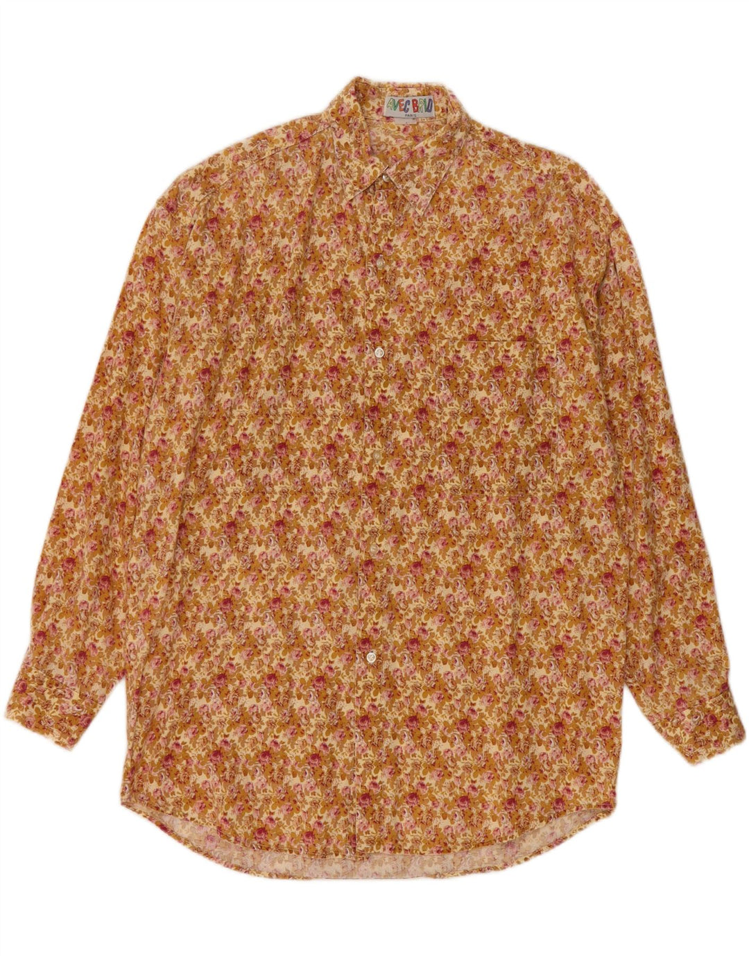 Koszula męska w stylu vintage, średnio zielona w kwiaty