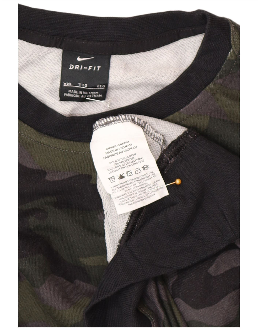 Damska bluza dresowa Nike Dri Fit Oversized UK 20 2XL Szary kamuflaż