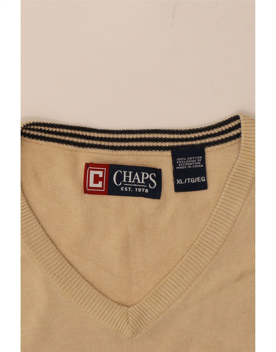 CHAPS Mens Vest Tank Top XL Beige Cotton Vintage Chaps and Second-Hand Chaps from Messina Hembry 