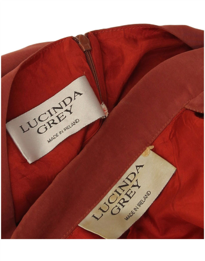 Vintage damski zestaw 2-częściowy z 1 guzikiem, duży, bordowy poliester, UK 16