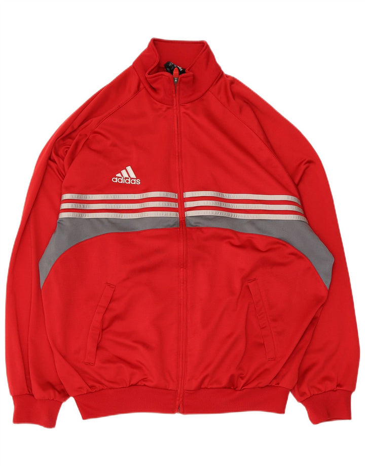 Adidas Męska bluza dresowa UK 44/46 Duży czerwony poliester z blokami kolorów