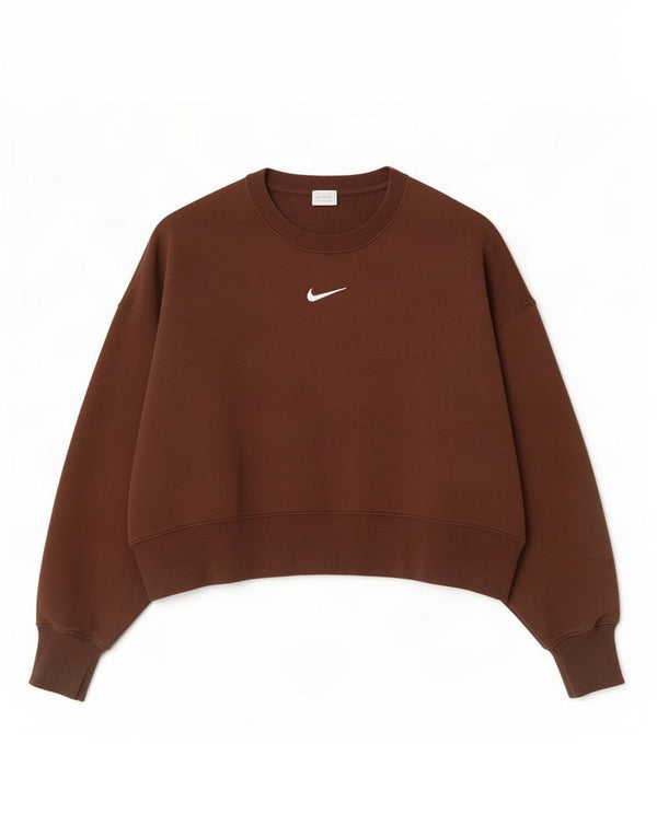 Damski sweter oversize Nike UK 10, mały, brązowy, bawełniany