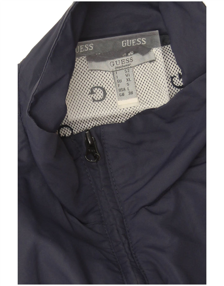 Męska bluza dresowa bez rękawów Guess z grafiką XL, granatowa, poliestrowa