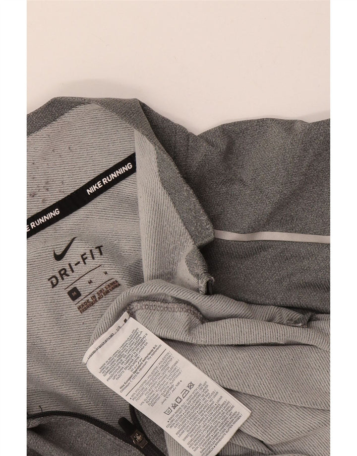 Męska koszulka Nike Dri Fit z zamkiem błyskawicznym i długim rękawem, średnioszary poliester