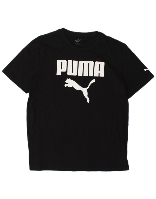 Męski T-shirt z grafiką PUMA, duży, czarny, bawełniany