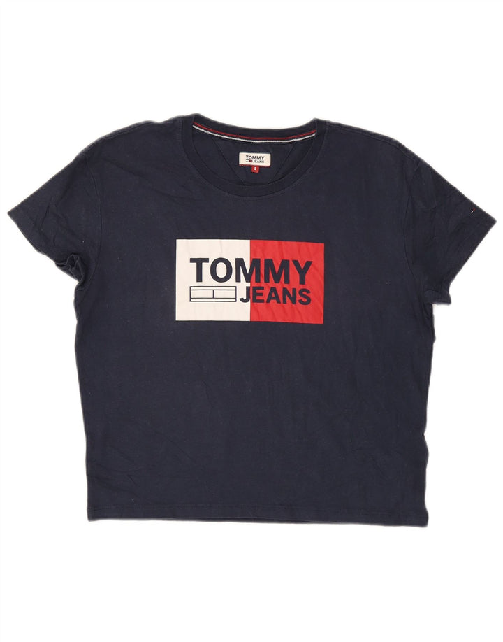 Damska koszulka oversize TOMMY HILFIGER z grafiką Top UK 10, mała, granatowa
