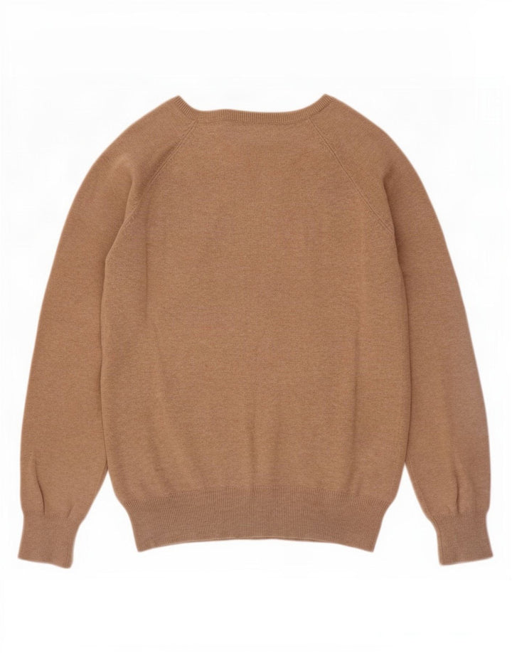 Sweter damski Zara z dekoltem w kształcie litery V, UK 12, średni beż, bawełna