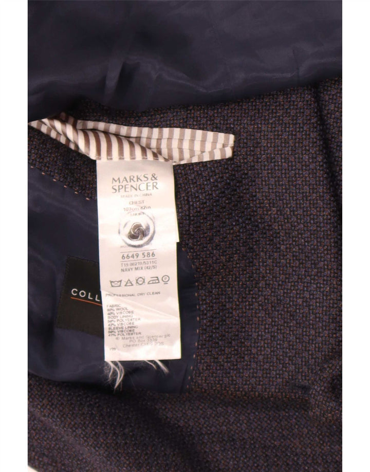 Marks & Spencer Męska marynarka zapinana na 2 guziki UK 42, duża, granatowa, geometryczna