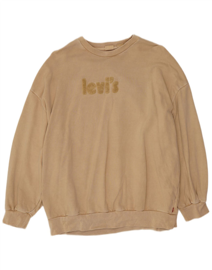 Męska bluza oversize z grafiką Levi's, mała, beżowa, bawełniana